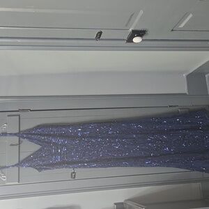 Primavera Couture Blue Sequin Prom Dress